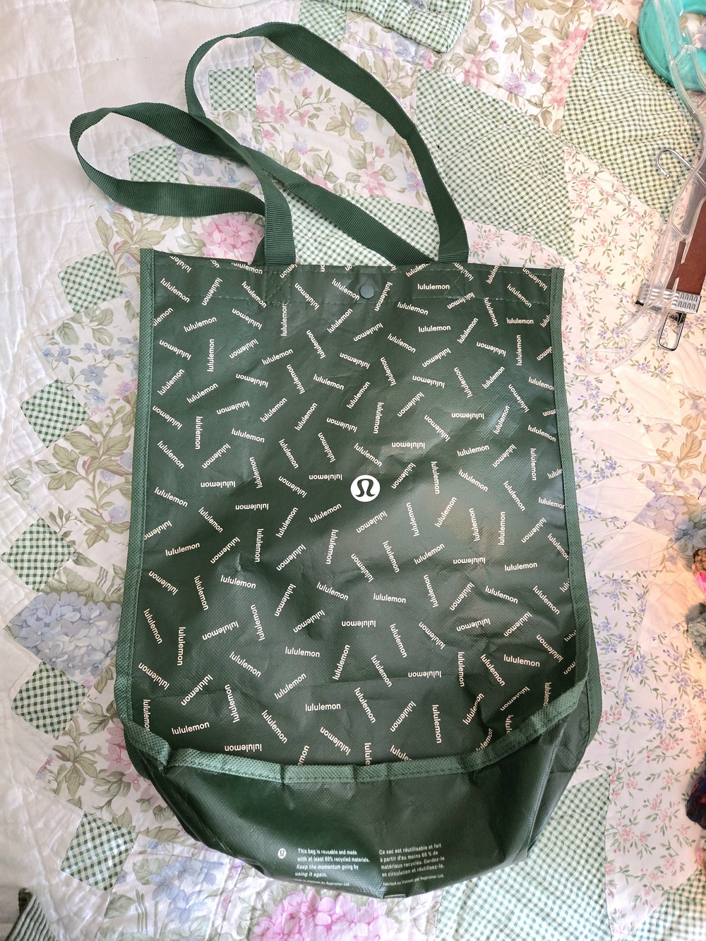 Lululemon Green Logo Tote Bag
